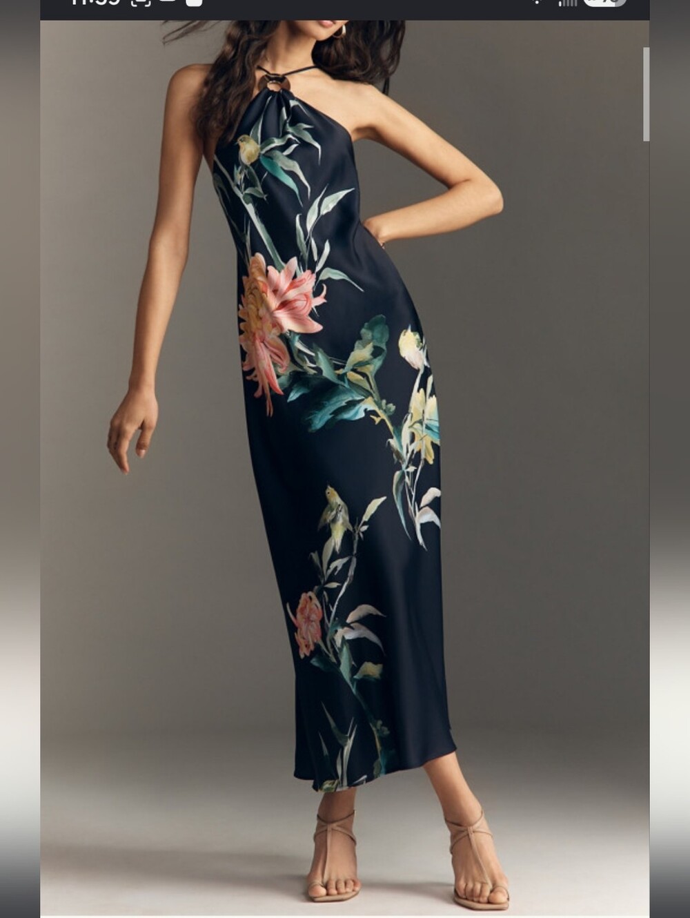 Anthropologie Halter Slip Floral Midi Dress NWT